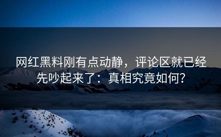 网红黑料刚有点动静，评论区就已经先吵起来了：真相究竟如何？