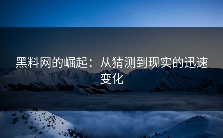 黑料网的崛起：从猜测到现实的迅速变化